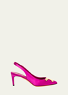 Santoni Sibille Satin Plaque Slingback Pumps In Pink