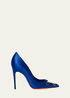 Santoni Puff Satin Plaque Pumps In Blue