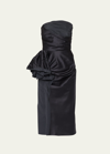 Maison Margiela Gathered Rose Strapless Midi Dress In Black