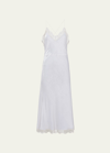 Miu Miu Velvet Lace-trim Midi Slip Dress In White