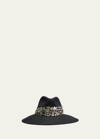 Eugenia Kim Emmanuelle Wool Fedora Hat W/ Metallic Leopard-print Band In Black