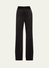 Alice And Olivia Dylan Satin High-rise Wide-leg Pants In Black