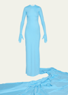 Balenciaga Gloved Swimsuit Gown In Blue