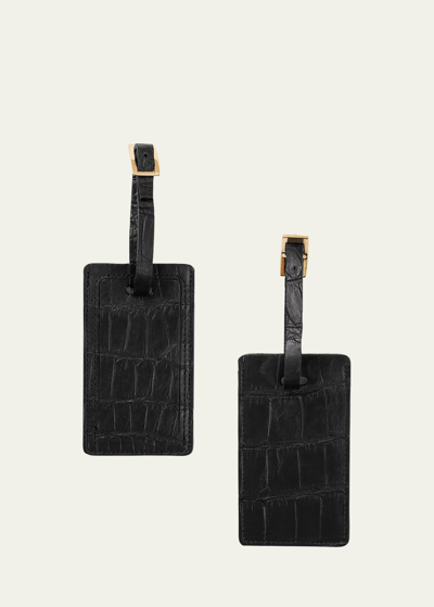 Abas Alligator Leather Luggage Tag, Set Of 2 In Black