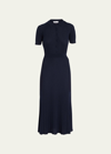 Gabriela Hearst Amor Collared Rib Cashmere Midi Dress