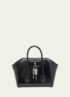 Givenchy Antigona Lock Mini Top Handle Bag In Box Leather In Black