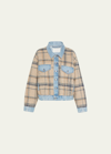 Citizens Of Humanity Aspen Plaid Denim Combo Jacket In Brown