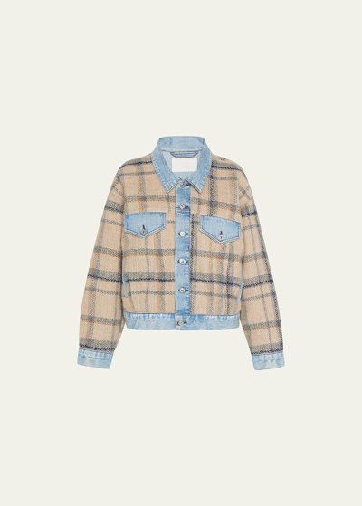 Citizens Of Humanity Aspen Plaid Denim Combo Jacket In Brown