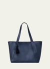Akris Alexa Zip Leather Tote Bag In Blue