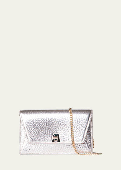 Akris Anouk Envelope Metallic Clutch Bag In Neutral