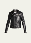 Saint Laurent Leather Biker Jacket In Black