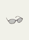 By Far Velvet Semi-transparent Round Acetate Sunglasses In Gray