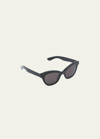 Alexander Mcqueen Acetate Cat-eye Sunglasses W/ Logo Detail In Black