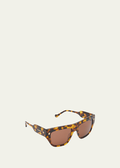 Nanushka Samui Acetate Square Sunglasses In Dark Amber