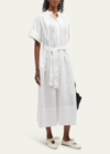 Co Gathered Button-front Midi Dress In White