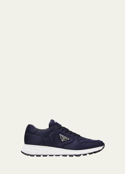Prada Men's Prax Triangle Logo Nylon Low-top Sneakers