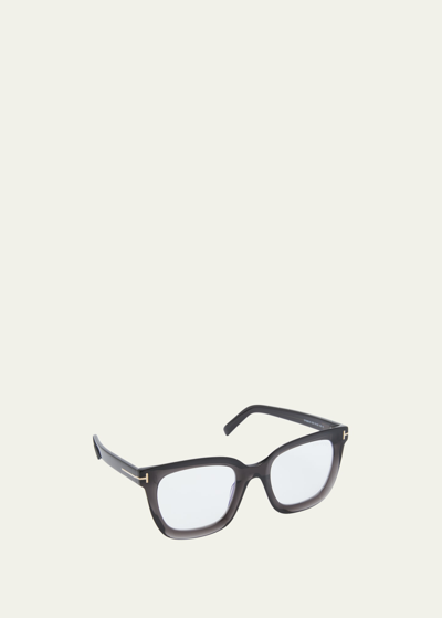 Tom Ford Blue Light Blocking Square Acetate Glasses In Black