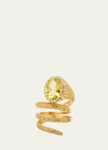 Stéfère Yellow Gold Yellow Sapphire And Lemon Quartz Convertible Ring With Diamond Halo