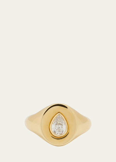 Jemma Wynne Limited Edition Signet Ring With Pear-shaped Diamond In Gold