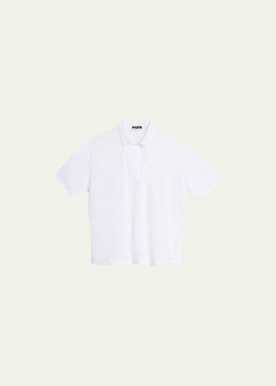 Loro Piana Gargano Linen Polo Shirt In White