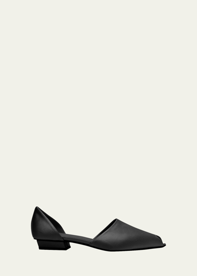 Totême Peep-toe Satin Ballerina Shoes In 200 Black