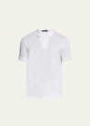 Loro Piana Men's V-neck Polo Shirt In White