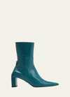 Jil Sander Stretch Leather Glove Ankle Boots In Green