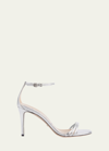 Gucci 85mm Ilse Metallic Leather Sandals In White