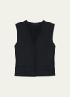 Theory Galena Linen Slim Vest In Blue