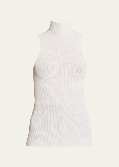 Proenza Schouler Matte Viscose Knit Ribbed Top In White