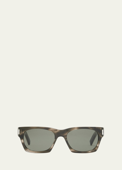 Saint Laurent Sl 402 Rectangle-frame Sunglasses In Brown