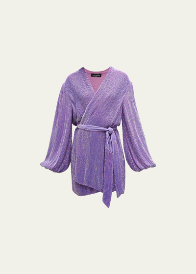 Retroféte Gabrielle Sequined Wrap Dress In Purple