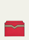 Valextra Calf Leather Card Holder In Red