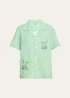 Bode See You At The Barn Button-front Shirt In Green