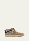 Golden Goose Mid Star Glitter Wing-tip Sneakers In Brown