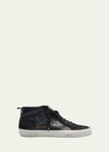 GOLDEN GOOSE MID STAR WING-TIP SNAKE-EMBOSSED FAUX-LEATHER SNEAKERS