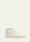 Golden Goose Slide Leather Pearly Mid-top Sneakers In White Platinum Se
