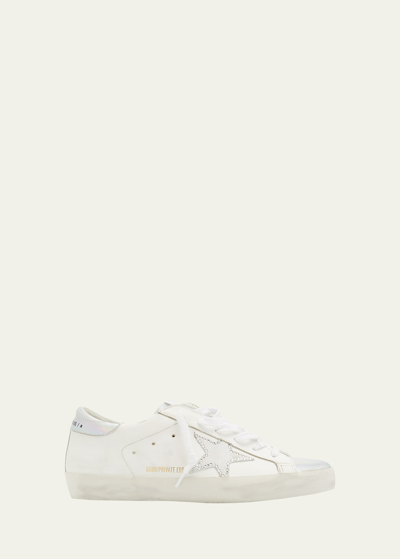 Golden Goose Superstar Iridescent Crystal Low-top Sneakers In Optic White Silve