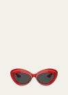Khaite Bold Acetate Oval Sunglasses In Red
