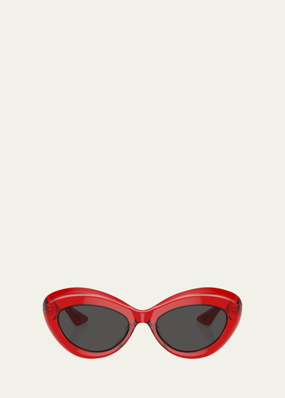 Khaite X Oliver Peoples Bold Acetate Oval Sunglasses In Red
