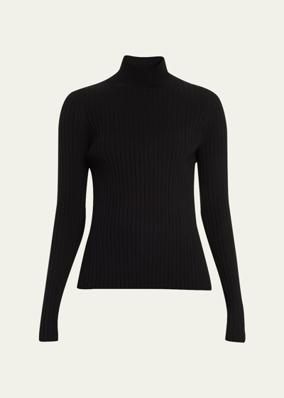 Lafayette 148 Ribbed Stand Collar Jumper In Black