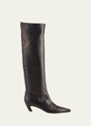 Khaite Davis Slouchy Leather Knee Boots In Brown