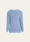 Iris Von Arnim Men's Stonewashed Cashmere Ribbed Crewneck Sweater In Blue