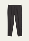 Brioni Men's Wool Tuxedo Trousers In Brown