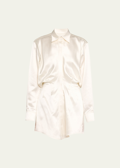 Brandon Maxwell The Nouveau Silk Mini Shirtdress