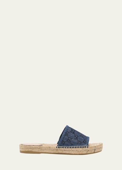 Gucci Pilar Gg Denim Espadrille Sandals In Blue
