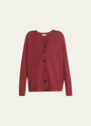 Jil Sander Button-front Wool Cardigan In Burgundy