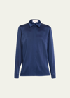 Michael Kors Hansen Charmeuse Button-front Shirt In Navy