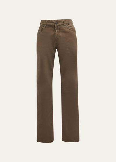 Zegna Men's Stretch Gabardine Slim 5-pocket Pants In Brown