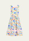 Carolina Herrera Floral-print Midi Dress With Organza Detail In Multi
